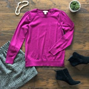 LOFT Puff Sleeve Pullover Sweater